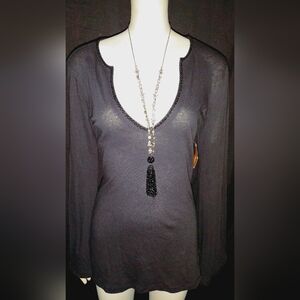 "Calvin Klein" (Choice) Blouse w/Beaded Collar & Cuffs